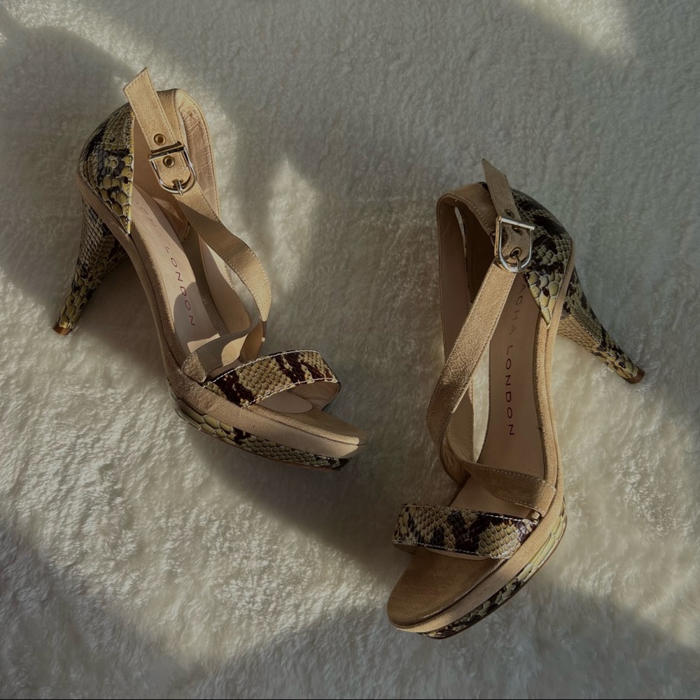 Sacha London Snake Skin Heeled Sandals